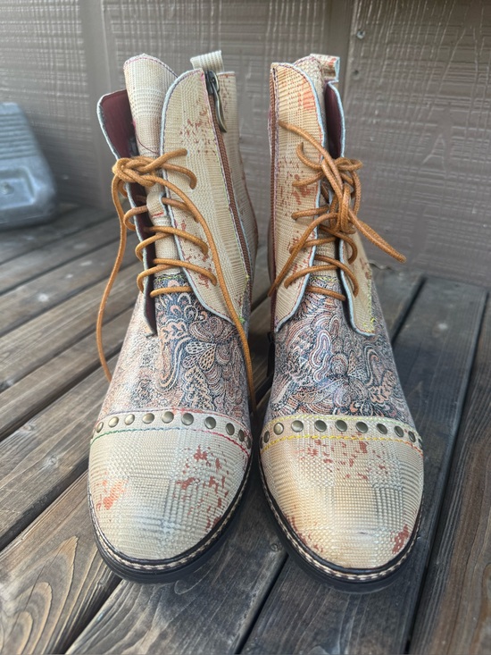 Spring Step Shoes - L’Artiste by Spring Step Leather Multi Print Boot Size 9 (40EU)